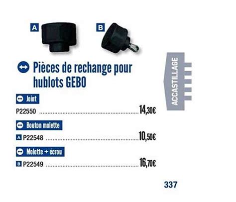 Pièces de rechange pour hublots GEBO 